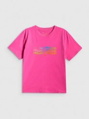 4F T-shirt boxy z nadrukiem damski - różowy S. Czerwone t-shirty damskie 4F, s, bez wzorów, z bawełny, bez kołnierzyka. Za 69.99 zł.