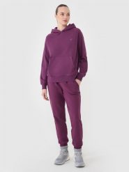 4F Spodnie dresowe joggery damskie - fioletowe S. Fioletowe spodnie dresowe damskie 4F, bez wzorów, z bawełny. Za 129.99 zł.