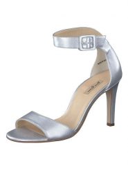 Paul Green Skórzane sandały w kolorze srebrnym na obcasie rozmiar: 37,5. Szare sandały damskie Paul Green, bez wzorów, z otwartym noskiem, bez obcasa, na koturnie, bez zapięcia. Za 191.88 zł.