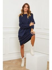 Joséfine Sukienka dzianinowa "Fastidius" w kolorze granatowym rozmiar: M. Niebieskie sukienki damskie Joséfine, bez wzorów, z dzianiny, bez ramiączek. Za 148.61 zł.