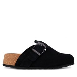Klapki Tamaris. Czarne klapki damskie Tamaris, bez wzorów, bez obcasa, bez zapięcia. Za 341.99 zł.