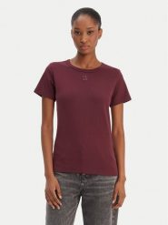 HUGO T-Shirt Deloris 50512002 Bordowy Regular Fit. Czerwone t-shirty damskie Hugo, s, bez wzorów, z bawełny, bez kołnierzyka. Za 229.99 zł.