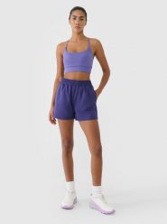 4F Spodenki treningowe szybkoschnące damskie - granatowe XL. Niebieskie spodenki sportowe damskie 4F, s, bez wzorów, z dzianiny, z podwyższonym stanem, na fitness i siłownię. W wyprzedaży za 79.99 zł.