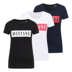 3PAK MUSTANG Alina C Logo Tee Damski T-shirt Koszulka 1013220 XL. Bluzki damskie Mustang, uniwersalny, bez wzorów, bez kołnierzyka. Za 299.99 zł.