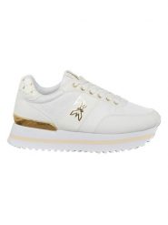 Patrizia Pepe Skórzane sneakersy w kolorze złoto-białym rozmiar: 37. Białe obuwie sportowe damskie Patrizia Pepe, bez zapięcia. Za 272.31 zł.