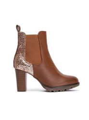 Foreverfolie Botki w kolorze karmelowym rozmiar: 39. Brązowe botki damskie Foreverfolie, z materiału, eleganckie, bez obcasa, bez zapięcia. Za 130.99 zł.