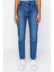 Trendyol Dżinsy - Mom fit - w kolorze niebieskim rozmiar: 38. Niebieskie jeansy damskie Trendyol, z podwyższonym stanem. Za 114.17 zł.