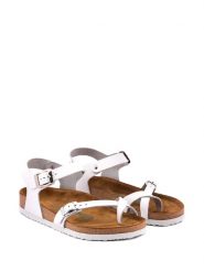 Comfortfusse Skórzane sandały w kolorze bialym rozmiar: 42. Białe sandały damskie Comfortfüße, bez wzorów, ze skóry, z otwartym noskiem, bez obcasa, bez zapięcia. Za 144.58 zł.