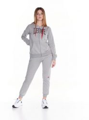 Bluza z bawełna z kaptur na co dzień na siłownię. Szare bluzy damskie LEONE 1947 APPAREL, s, bez wzorów, z bawełny, bez kaptura. Za 189.41 zł.