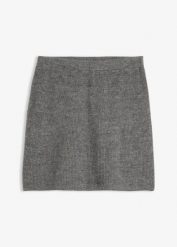 Krótka spódnica dzianinowa. Szare spódnice damskie bonprix, bez wzorów, z dzianiny, eleganckie, mini. Za 94.99 zł.