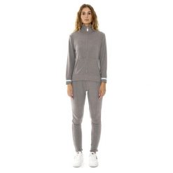 Bluza z zamek błyskawiczny na co dzień na siłownię. Szare bluzy damskie LEONE 1947 APPAREL, bez wzorów, z dresówki, bez kaptura. W wyprzedaży za 261.02 zł.