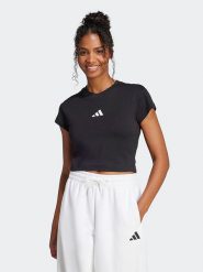 Adidas Koszulka w kolorze czarnym rozmiar: L. Czarne koszulki damskie Adidas, l, bez wzorów, bez kołnierzyka, bez ramiączek. Za 95.69 zł.