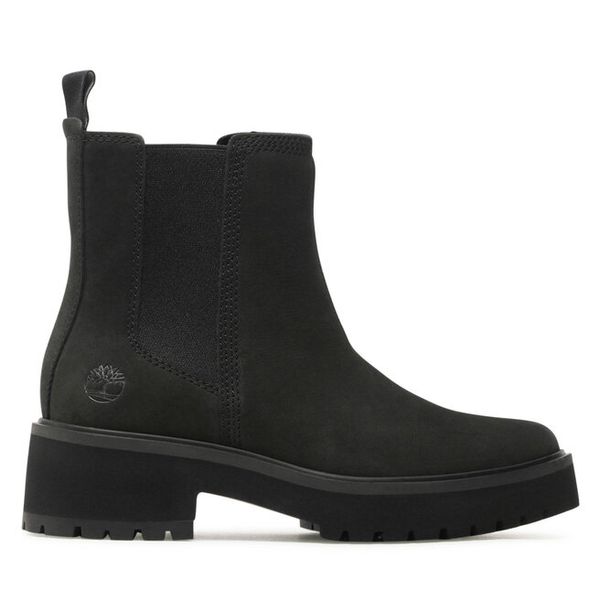 Sztyblety Timberland. Czarne botki damskie Timberland, bez obcasa, na płaskiej podeszwie, bez zapięcia. Za 699.99 zł.
