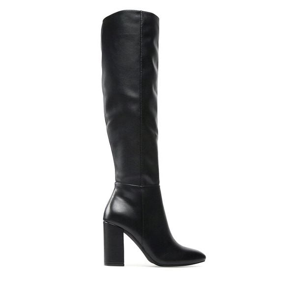 Kozaki DeeZee. Czarne kozaki damskie DeeZee, bez obcasa, na słupku, bez zapięcia. Za 159.99 zł.