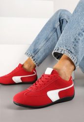 Czerwone Sneakersy Typu Klasyczne Tenisówki Zelritia. Czerwone obuwie sportowe damskie Renee, z jeansu, bez zapięcia, tenisowe. Za 74.99 zł.