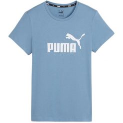 Koszulka damska Puma ESS Logo Tee. Niebieskie koszulki damskie Puma, l, bez wzorów, bez kołnierzyka, bez ramiączek. Za 79.00 zł.