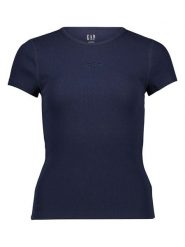 GAP Koszulka w kolorze granatowym rozmiar: M. Niebieskie bluzki damskie GAP, m, bez wzorów, prążkowane, bez kołnierzyka, bez ramiączek. Za 78.95 zł.