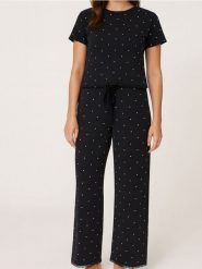 Piżama dwuczęściowa z domieszką wiskozy - czarny. Czarne piżamy damskie Sinsay, bez wzorów, z wiskozy, bez ramiączek. Za 59.99 zł.