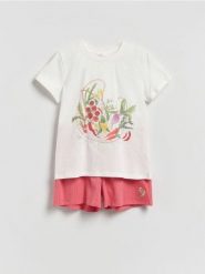 Dwuczęściowa piżama z bawełny - intenstywna czerwień. Czerwone piżamy damskie Reserved, bez wzorów, z bawełny, bez ramiączek. Za 99.99 zł.