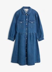 Sukienka jeansowa. Czarne sukienki damskie bonprix, bez wzorów, z jeansu, bez ramiączek. Za 169.99 zł.