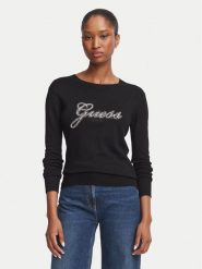 Guess Sweter W6BR53 Z1454 Czarny Regular Fit. Czarne swetry klasyczne damskie Guess, m, z wiskozy, bez kołnierzyka. Za 344.99 zł.