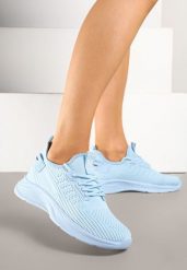 Jasnoniebieskie Buty Sportowe Sneakersy z Napisami i Tłoczeniem Odalira. Niebieskie obuwie sportowe casual damskie Born2be, z jeansu, trekkingowe. Za 69.99 zł.