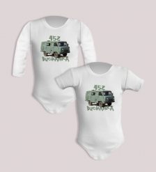 UAZ Buchanka — body (Rozmiar: 12M; Długość rękawa: krótki; Rodzaj nadruku: UAZ Buchanka). Body niemowlęce nikiniki, na lato, bez wzorów, z bawełny, bez kołnierzyka, bez ramiączek. Za 59.00 zł.