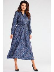 Awama Sukienka w kolorze granatowym rozmiar: XL. Niebieskie sukienki damskie Awama, bez wzorów, z tkaniny, bez ramiączek. Za 206.45 zł.