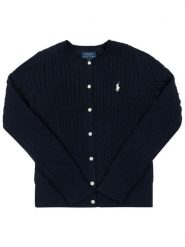 Polo Ralph Lauren Kardigan 313543047 Granatowy Regular Fit. Niebieskie swetry dziewczęce Polo Ralph Lauren, bez wzorów, z bawełny, bez kołnierzyka, bez ramiączek. Za 549.99 zł.