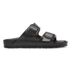 Klapki damskie BIRKENSTOCK Arizona Big Buckle EVA Black. Czarne klapki damskie Birkenstock, bez wzorów, z tworzywa sztucznego, bez obcasa, bez zapięcia. Za 229.99 zł.