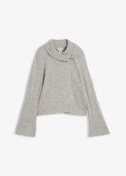 Kardigan z mieszanki bawełny. Szare kardigany damskie bonprix, bez wzorów, z bawełny. Za 114.99 zł.