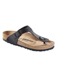 Birkenstock Skórzane japonki w kolorze czarnym rozmiar: 41. Czarne klapki damskie Birkenstock, bez wzorów, z otwartym noskiem, bez obcasa, bez zapięcia. Za 289.95 zł.