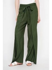 ASSUILI Lniane spodnie w kolorze zielonym rozmiar: 38. Zielone spodnie materiałowe damskie Assuili, bez wzorów, ze lnu. Za 121.99 zł.