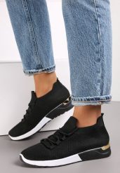 Czarne Wsuwane Buty Sportowe z Wiązaniem i Metaliczną Ozdobą Amun. Czarne obuwie sportowe casual damskie Renee. Za 44.99 zł.