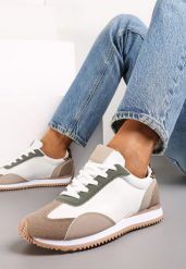Brązowe Sneakersy z Ozdobnymi Wstawkami Fania. Brązowe obuwie sportowe casual damskie Renee, bez zapięcia. Za 74.99 zł.