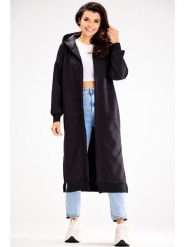 Awama Płaszcz dresowy w kolorze czarnym rozmiar: S/M. Czarne płaszcze damskie Awama, m, bez wzorów, z dresówki, bez kaptura. Za 217.95 zł.