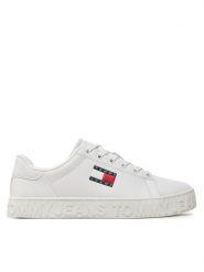 Tommy Jeans Sneakersy Tjw Logo Outsole Sneaker Ess EN0EN02703 Biały. Białe obuwie sportowe damskie Tommy Jeans, z jeansu, bez zapięcia. Za 259.99 zł.