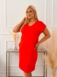 Pomarańczowa kimonowa sukienka Grey z dekoltem w kształcie litery V XXL OVERSIZE LATO. Brązowe sukienki damskie Moda Size Plus Iwanek, bez wzorów, z bawełny, bez ramiączek. W wyprzedaży za 99.90 zł.