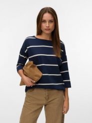 Vero Moda Bluzka w kolorze granatowym rozmiar: S. Niebieskie bluzki damskie Vero Moda, s, bez wzorów, z bawełny, bez kołnierzyka, bez ramiączek. Za 74.28 zł.