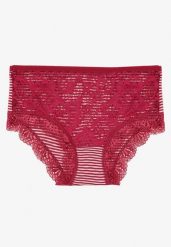 Bordowe Bawełniane Majtki Figi z Koronką Wexne. Czerwone figi Born2be, bez wzorów, z bawełny. Za 4.99 zł.