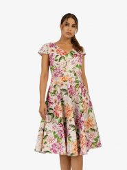 APART Sukienka w kolorze beżowym ze wzorem rozmiar: 36. Brązowe sukienki damskie Apart, bez wzorów, bez ramiączek. Za 208.99 zł.