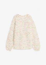 Gruby sweter oversize. Białe swetry klasyczne damskie bonprix, bez kołnierzyka. Za 127.99 zł.