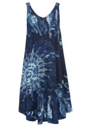 Sukienka z dżerseju bawełnianego. Niebieskie sukienki damskie bonprix, bez wzorów, z bawełny, boho, bez ramiączek. Za 139.99 zł.