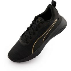 Sneakersy PUMA Damskie Flyer Flex Czarno-Złote 40,5. Czarne obuwie sportowe damskie Puma, z materiału, bez zapięcia, trekkingowe. Za 323.99 zł.