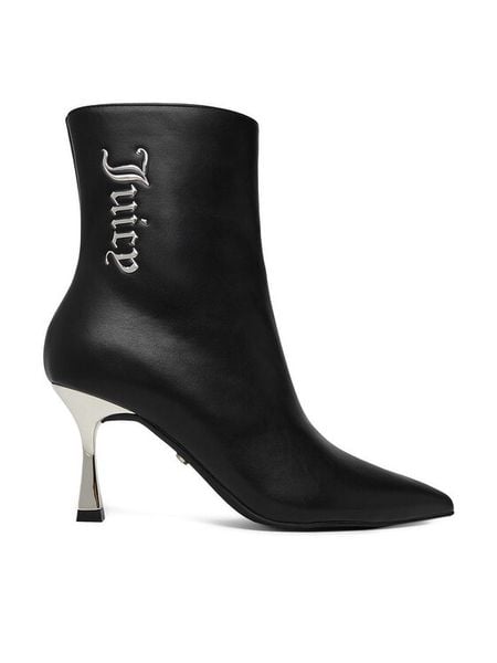 Juicy Couture Botki EO-R24SS94664 Czarny. Czarne botki damskie Juicy Couture, ze skóry, bez obcasa, na szpilce, bez zapięcia. Za 399.99 zł.
