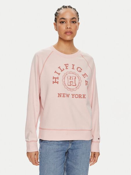 Tommy Hilfiger Bluza Varsity WW0WW41239 Różowy Regular Fit. Czerwone bluzy damskie Tommy Hilfiger, xs, bez wzorów, z bawełny, bez kaptura. Za 399.99 zł.