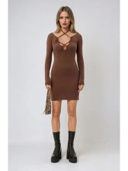 Weekday Sukienka w kolorze brązowym rozmiar: S. Brązowe sukienki damskie Weekday, bez wzorów, bez ramiączek. Za 52.67 zł.