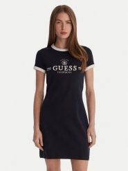 Guess Sukienka codzienna V6GK05 K2988 Granatowy Regular Fit. Niebieskie sukienki damskie Guess, z aplikacjami, z bawełny, bez ramiączek. Za 289.99 zł.