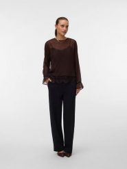 Vero Moda Bluzka w kolorze brązowym rozmiar: XS. Brązowe bluzki damskie Vero Moda, xs, bez wzorów, z koronki, bez kołnierzyka, bez ramiączek. Za 149.95 zł.