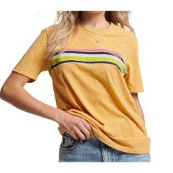 Koszulka turystyczna damska Superdry Vinage Great Outdoors t-shirt. Żółte koszulki damskie Superdry, bez wzorów, z bawełny, bez kołnierzyka, bez ramiączek. Za 100.05 zł.